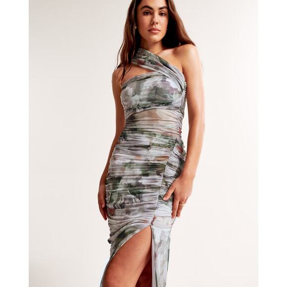 Abercrombie Asymmetrical Off-Shoulder Draped Maxi Dress XS Fall Wedding Guest - Picture 2 of 12